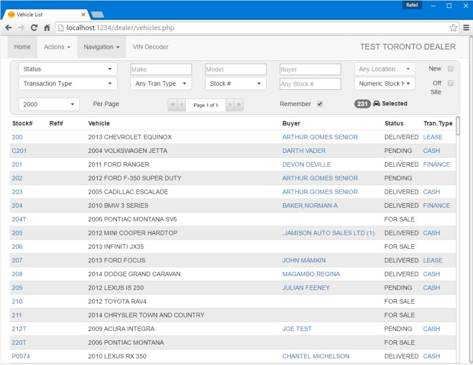 screenshot of CAMS DMS